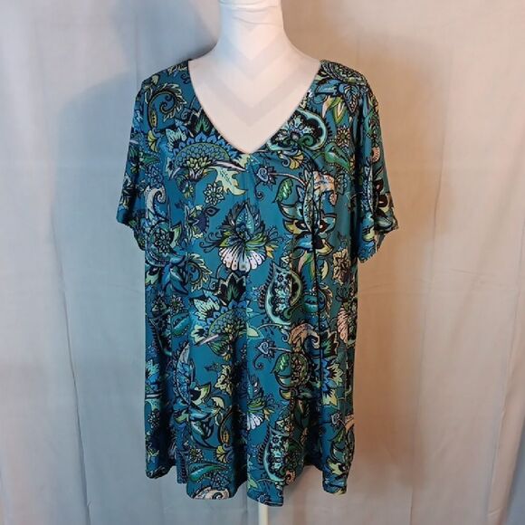 Nanu Paisley V-Neck Top - Picture 1 of 7